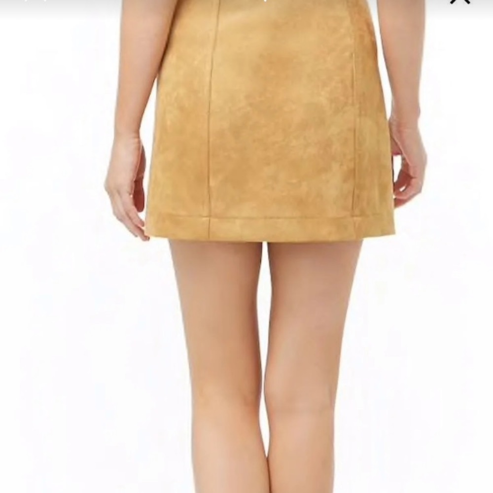 Forever 21 Faux Suede Tan Mini Skirt Small Mod - Picture 3 of 3
